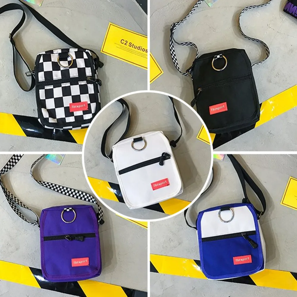 Women Canvas Bag Hong Kong Style Harajuku Style Contrast Color Small Bag Korean Style Fashionable Casual Messenger Shoulder Bags