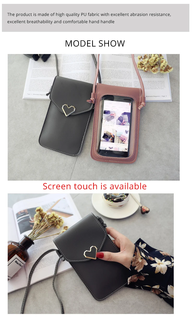 iphone 8 plus waterproof case Touch Screen Cell Smartphone Wallet Leather Shoulder Strap Handbag Phone Bag for iphone 11 pro max Samsung A50 A70 huawei P30 iphone 7 case
