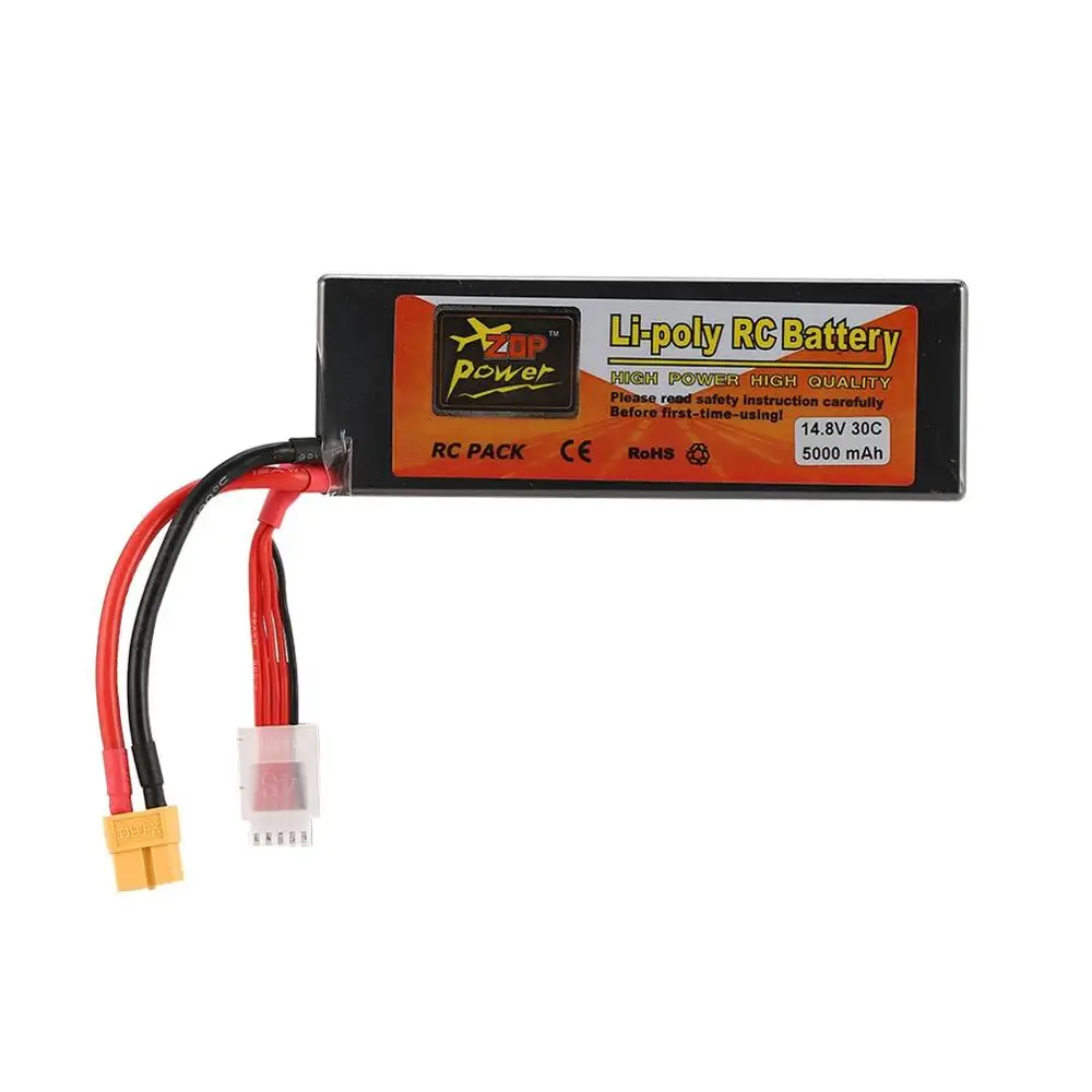14.8V 30C 5000mAh ZOP Мощность 14,8 V 30C 40C 45C 65C 3300 мА/ч, 5000 мА/ч, 5500 мА/ч, 7000 мА/ч, 8000 мА/ч, 6000 мА/ч, 4S 1P Lipo Батарея XT60 разъем для Радиоуправляемый Дрон, автомобиль tz - Цвет: 14.8V 30C 5000mAh