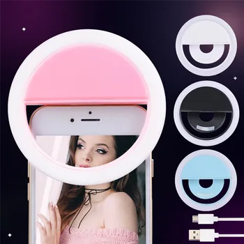 

LED Portable USB Charge Selfie Ring Light 4 Colors For Phone Supplementary Lighting Night Darkness Selfie Enhancing Fill Lights