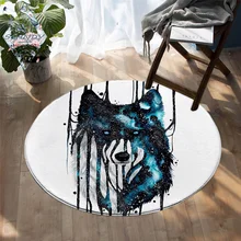 Капающий Galaxy Wolf by Scandy Girl, ковер для спальни, акварельный круглый коврик для гостиной, коврик для пола с животными, туманность, игровой коврик
