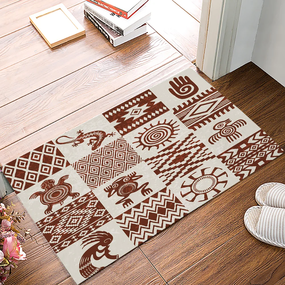 Retro Totem Combination Frog Turtle Retro Background Non-slip Bathroom Accessories Door Mat