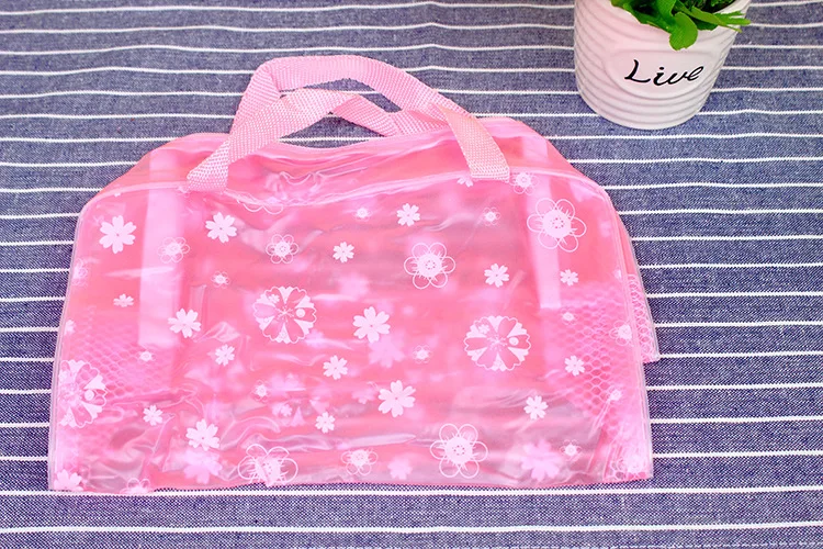 Women Swimming Bag Waterproof Handbags Transparent PVC Plastic Pool Beach Makeup Organizer Toiletry Storage PVC Bag - Цвет: Pink