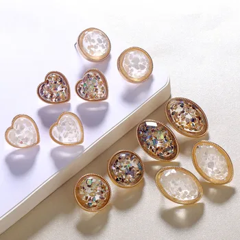 

Fashion Korean Round Oval Waterdrop Resin Cabochon Stud Earrings Party Jewelry Stud Earring Classic Female Jewelry