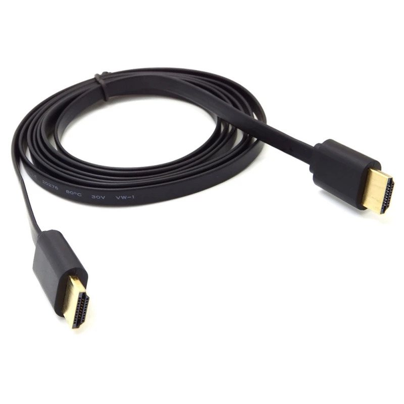 1.5 m Cable For HDMI Flat Braided Shielding Gold Plated Plug Cord For X-Box DVD Player HDTV Projector