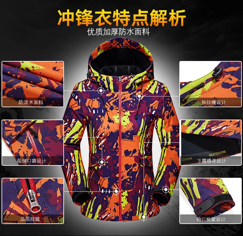 Весенняя и Осенняя уличная камуфляжная Женская GORE-TEX куртка, однослойная тонкая мягкая куртка, тактическое водонепроницаемое пальто большого размера