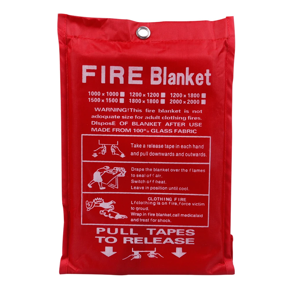1M X 1M Fire Blanket Fiberglass Fire Flame Retardant Emergency Survival White Fire Shelter Safety Cover Fire Emergency Blanket combination smoke and carbon monoxide detector Smoke Detectors