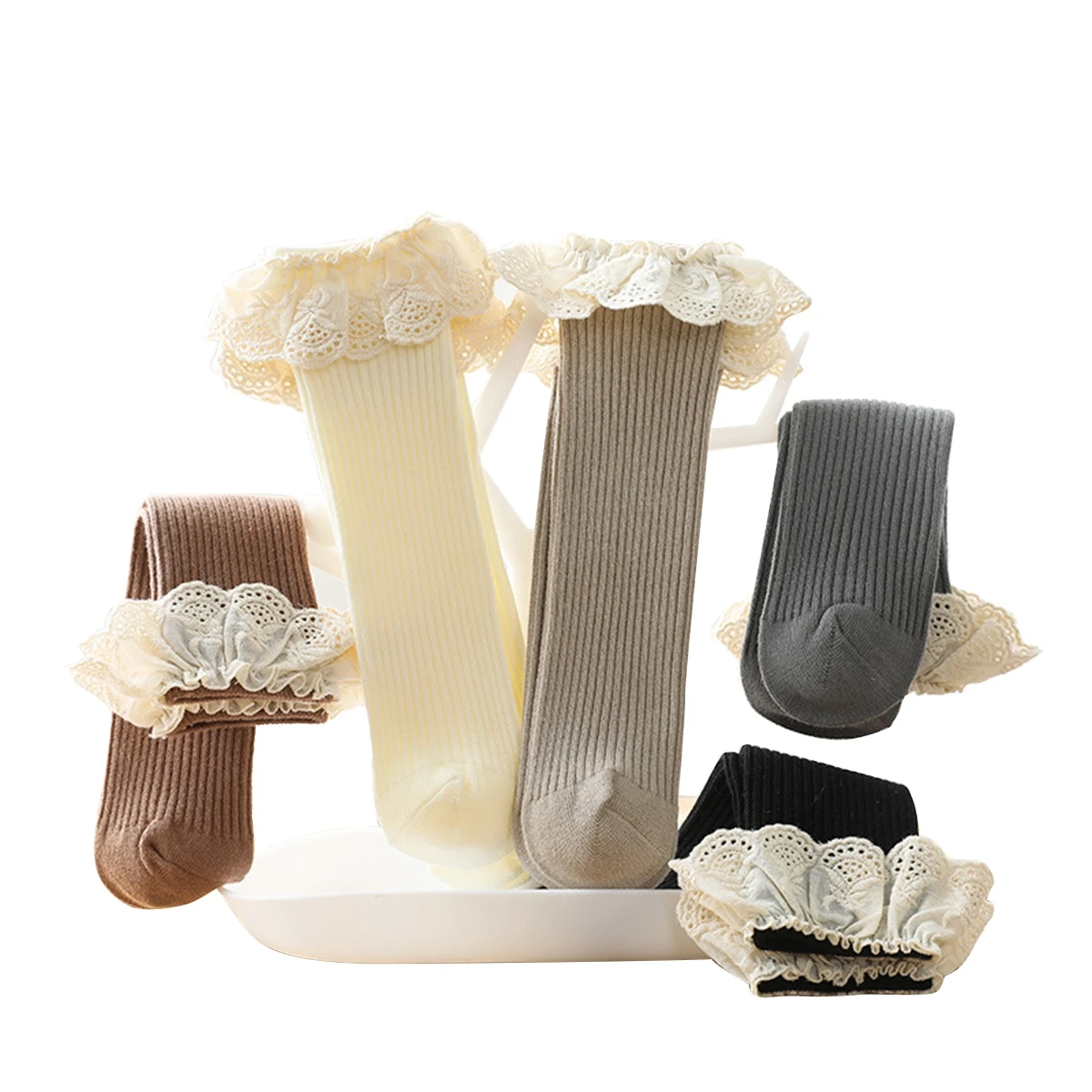 Calcetines de encaje para 1-8 muñeca rodilla altos calcetines juguetes de las niñas accesorios de ropa de chica, niños, regalo de Navidad de los niños