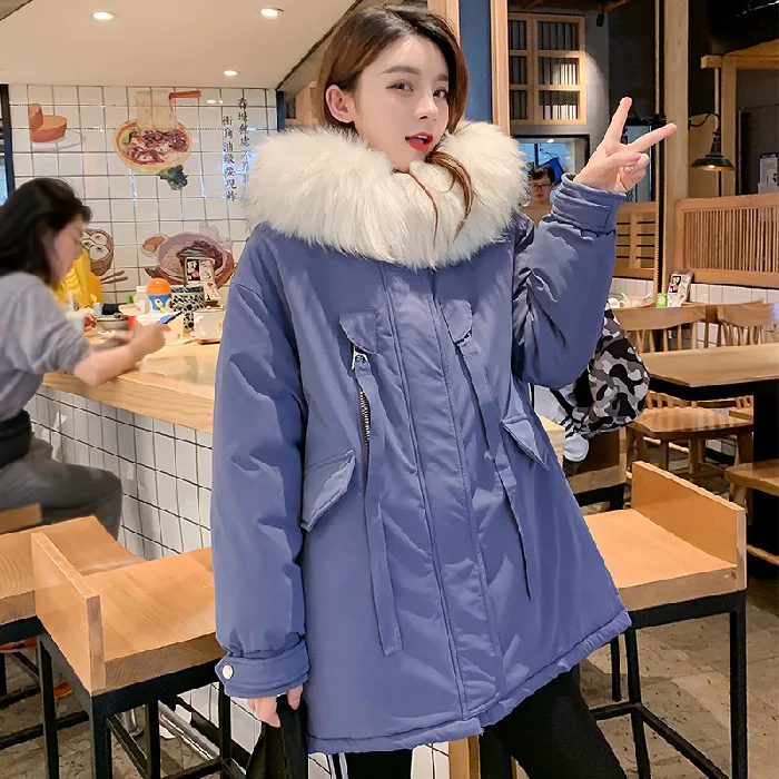 

New Style South Korea Dongdaemun down Jacket Women's Large Fur Collar Jacket a Version of the Large Size Maternity Clothes Cotto