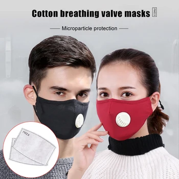 

Face Mouth Mask Anti-Pollution PM2.5 Anti Dust Allergy Activated Carbon Filter Respirator Mask With Breathing Valve Washable