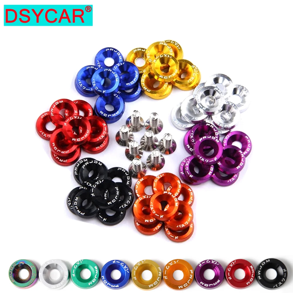 

DSYCAR 1Set Billet Aluminum Fender Bumper Washer Bolt Engine Bay Screw Dress Up Kit JDM M6x20mm Bolts