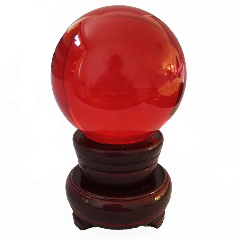 Red Color 30mm-100mm Crystal Glass Ball Lens Ball Crystal Ball Stand For Sphere Photography Decoration Home Decorative Ball