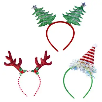 

3pcs Creative Christmas Hat Hair Hoop Christmas Adorable Antler Headdress