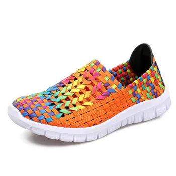

2020 New Women Flat Shoes Fashion Casual Ladies Shoes Breathable Mixed Colors Nylon Weave Female Sneakers Zapatillas Mujer