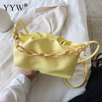 

Yellow Shoulder Bags With Chains Soft Surface Handbags Women'S Tote Fashion Hobo Bag Crossbody Totes Purse 2020 Sac A Main Femme