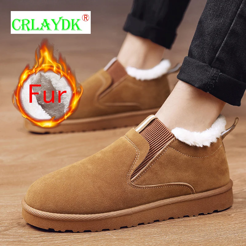 Crlydk botas bajas de mocasín para hombre, zapatos de invierno con forro de  piel de ante, para la nieve, mantener el calor, botines informales para  caminar|Botas de nieve| - AliExpress