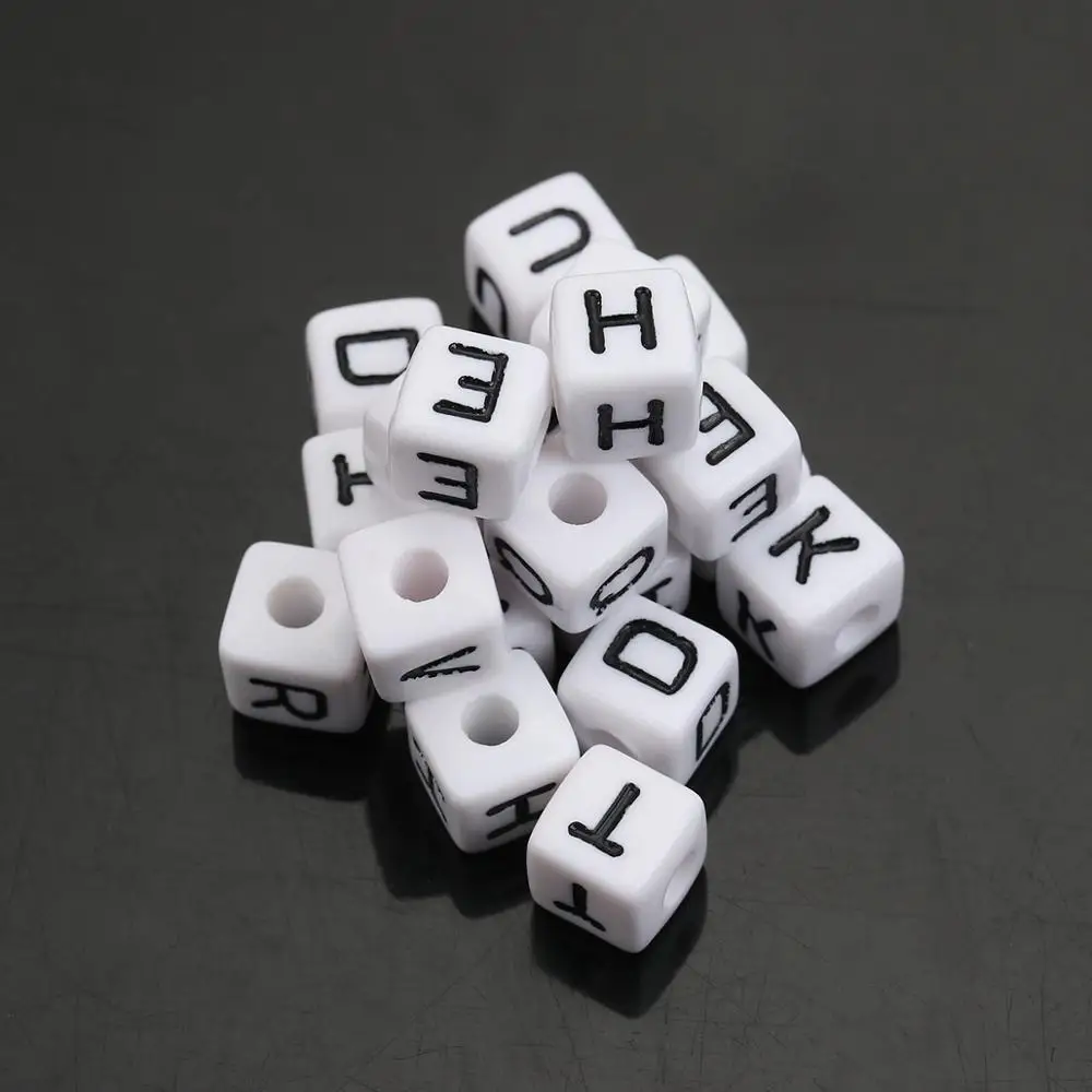 DoreenBeads акриловые разделительные бусины квадратные белые буквы шаблон DIY