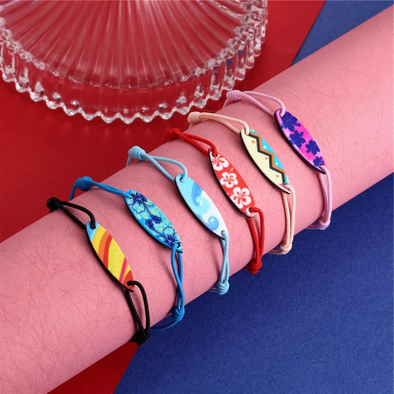 Sea Surfboard Bracelet Handmade Elastic Rope Bracelets for Women Men Kids Boho Beach DIY Jewelry