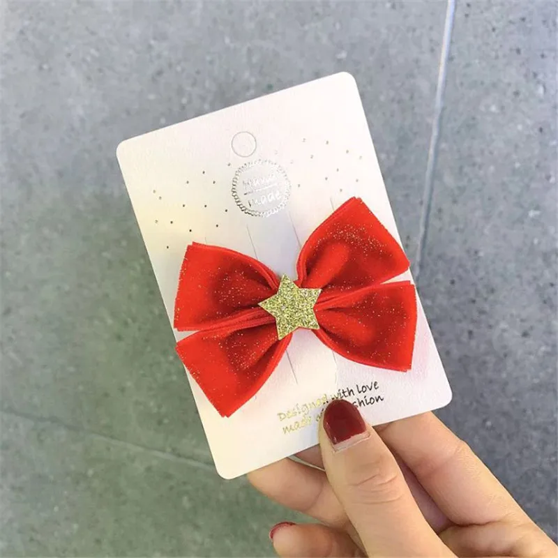 hair clip 1 5 шт./лот, блестящие звездочки, заколки-бантики для волос для девочек, однотонные бархатные банты для волос, модные шпильки, заколки, Детские аксессуары для волос - Цвет: hair clip 1