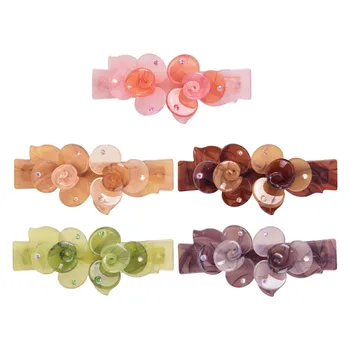 

5PCS Simple Spring Hair Clamp Colorful Stripe Hair Clips Headdress(Random Color)