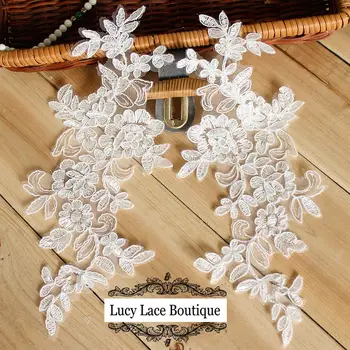 

15 Colors in stock cord lace patches flowers lace for wedding gowns sewing, decoration, wholesale 50pcs=1 lot