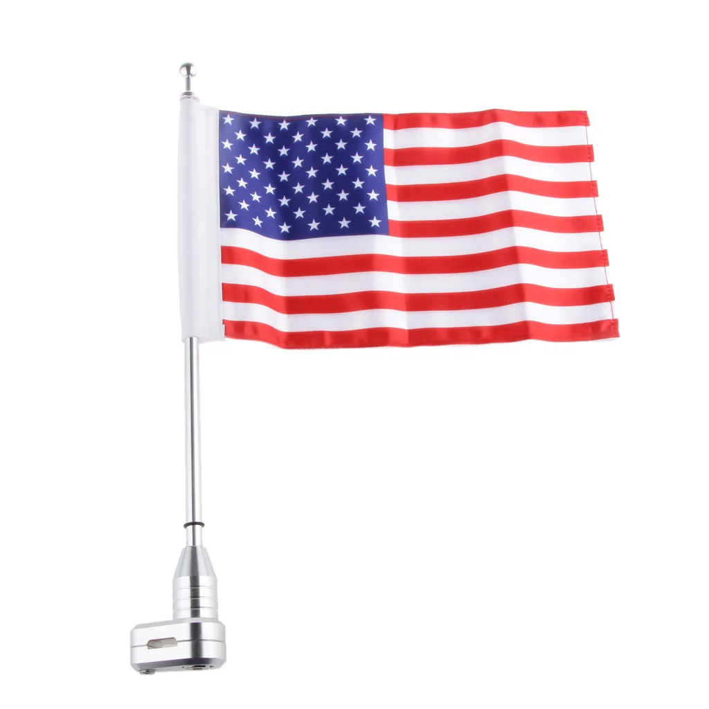 Motorcycle 10x6 inch American Flag with Luggage Rack Flag Pole Mount Sissy Bar for Honda Golden Wing GL1800
