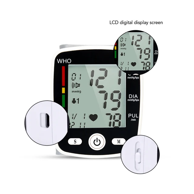 OLIECO USB Rechargeable Automatic Digital Wrist Blood Pressure Monitor Russian/English Voice Electric Tonometer Sphygmomanom PR 2
