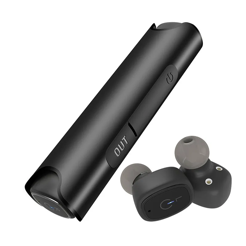 TyRoq S2P IPX7 Водонепроницаемый TWS наушники Беспроводной наушники Bluetooth 5,0 Powerbank дизайн в форме помады металлический корпус 36 ч Время работы в режиме воспроизведения - Color: Black
