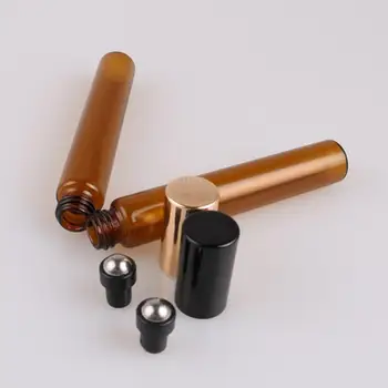 

60Pcs/Set 5ML 10ML Amber Glass Essential Oil Roller Ball Bottle Portable Makeup Sample Perfume Cosmetic Container Roll on Bottle