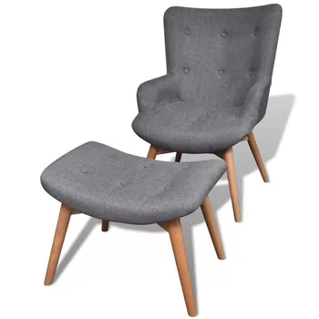 

VidaXL Armchair With Footrest Gray Fabric 241673