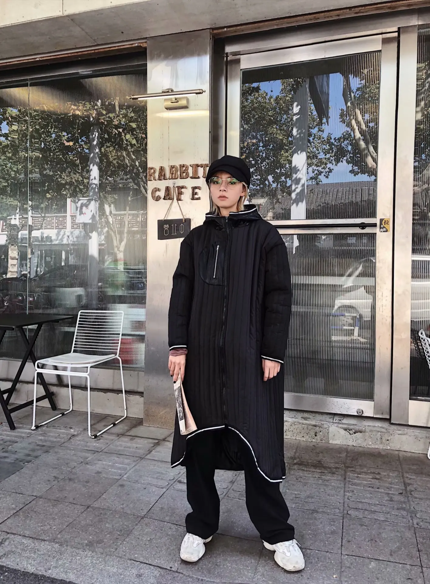 

Autumn And Winter New Style Europe And America WOMEN'S Dress-Style Solid Color Fight Skin Irregular Hem Long Hooded Cotton-padde