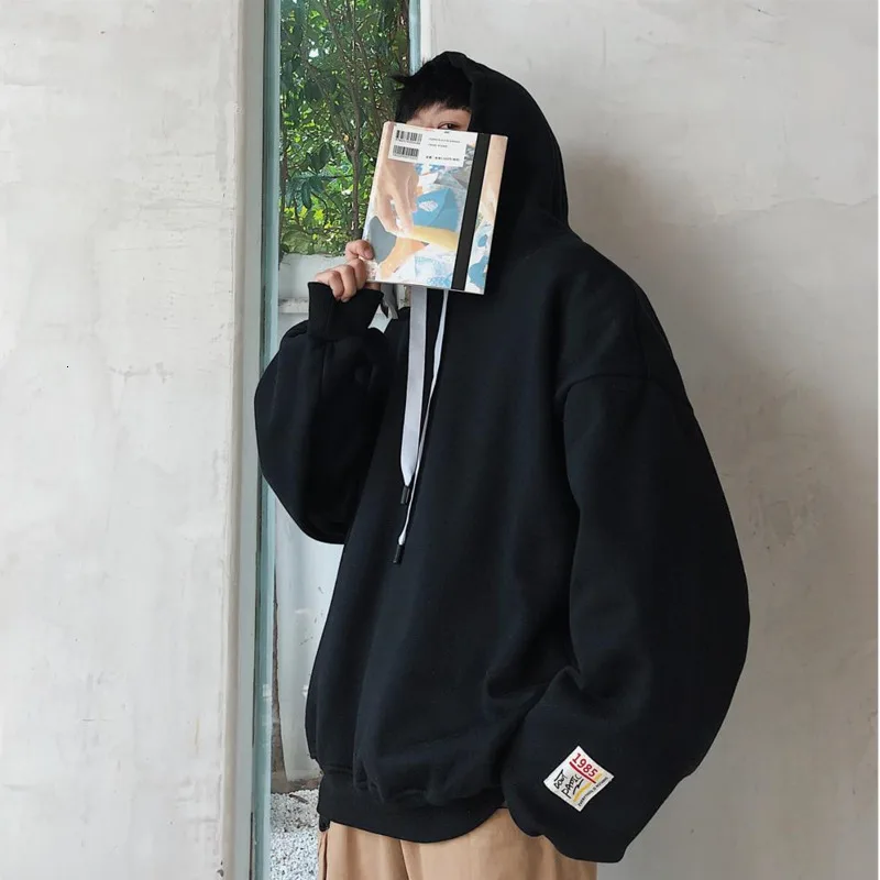 Autumn Korean Men's Long-sleeved European And American Solid Color Fashion Hooded Fleece Pullover Large Size