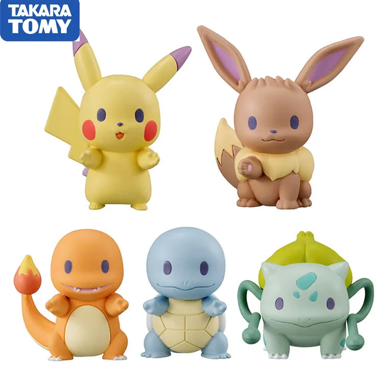 Takara Tomy Покемон 4 стиль ПВХ Аниме фигурки Пикачу белки Bulbasaur Cubone Мини мультфильм