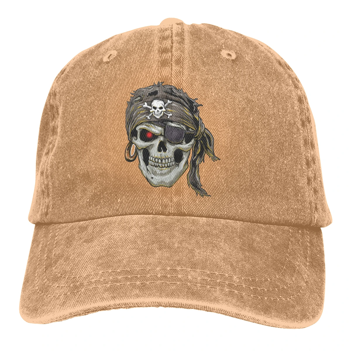 Пиратский череп с черепом и скрещенными костями Casquette черный унисекс Мужские Женские джинсовые бейсболка с ремешком кепки Регулируемый Гольф папа шляпа - Цвет: Хаки
