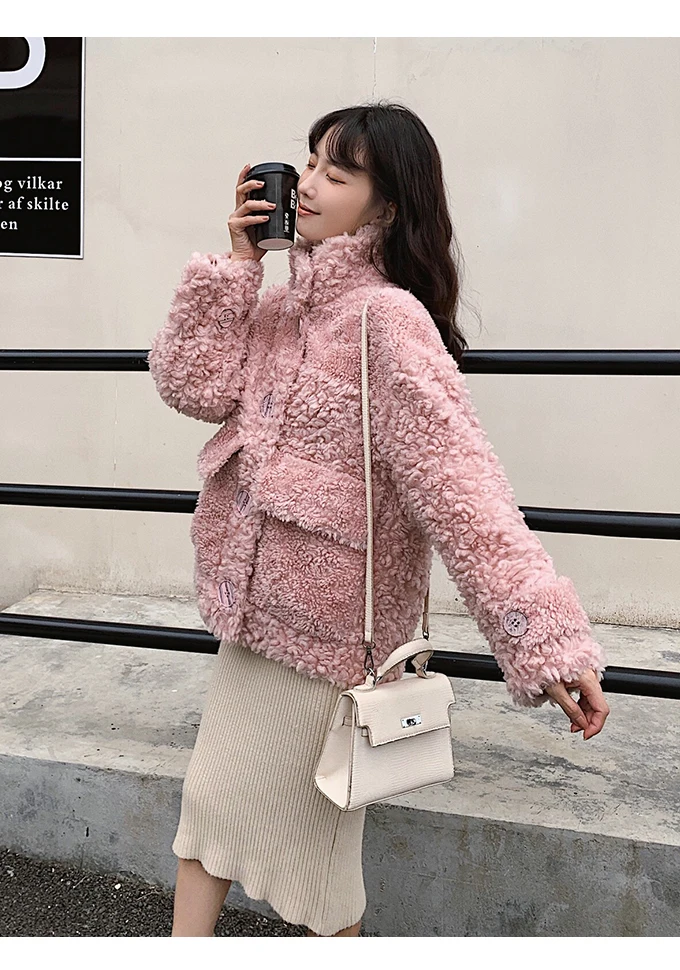 tcyeek Sheep Shearling Real Fur Coat Winter Jacket Women Wool Coats and Jackets Women Clothes Korean Long Jacket W2135