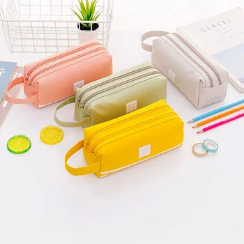 

Simple Versatile Double-layer Pencil Case Large Capacity Handle Zipper Oxford Cloth Stationery VDX99
