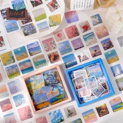 200pcs INS Style Landscape Square Stickers Kawaii DIY Scrapbook Hand Account Decoration Self-adhesive Paper Office Supplies
