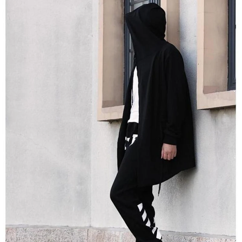 

Men's coat autumn/winter wear medium length loose hooded cardigan trench coat for men casual coat dark Yamamoto wind large