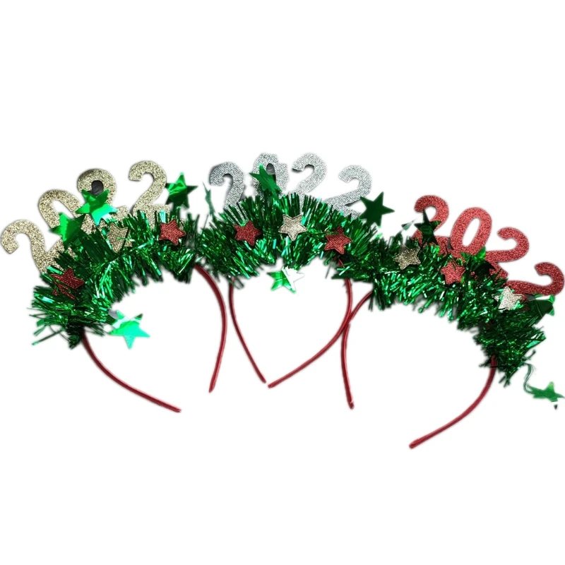 

New Year Headbands Tinsel Headband Tiara with Glitter Metallic Fringed for Party Christmas Cute Headband for Baby Girls