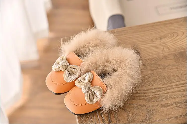 Зимняя детская обувь из искусственной кожи для девочек; хлопковые меховые теплые лоферы на плоской подошве; модная детская обувь для отдыха; обувь из плюша