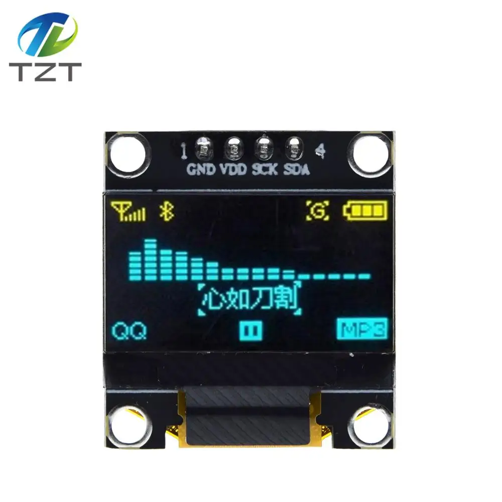 TZT 0.96 inch IIC Serial White OLED Display Module 128X64 I2C SSD1306 12864 LCD Screen Board GND VCC SCL SDA 0.96" for Arduino - Цвет: 0.96BLACK yellowblue