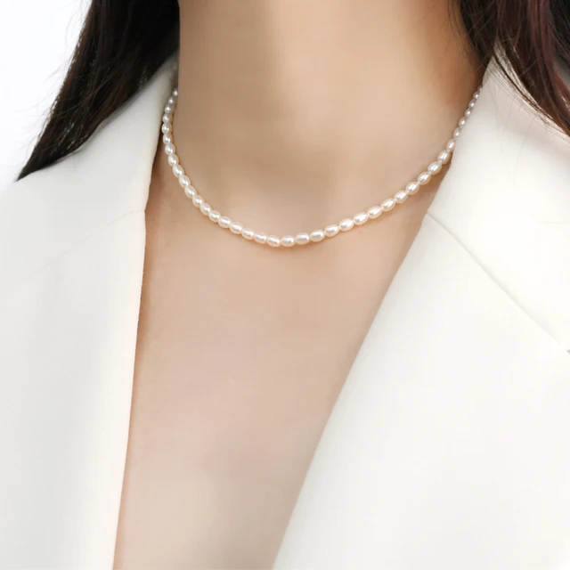 ASHIQI-Mini collar de perlas naturales de agua dulce para mujer, joyería de  plata de ley 925 para boda, 4mm - AliExpress Joyería y accesorios