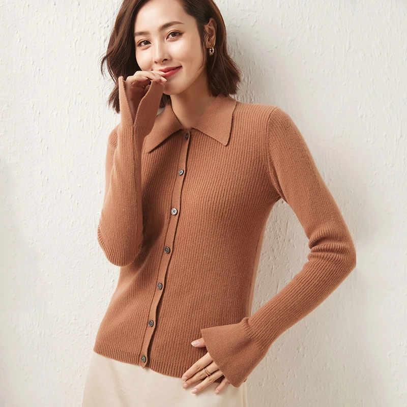 red sweater 2021 Spring Autumn New Womens 100% Cashmere And Wool Cardigan Fashion Colors Female Knitted Large Size Soft Knitte Classic brown cardigan
