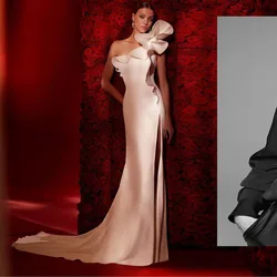 Sevintage High Side Split Mermaid Satin Wedding Dresses Sleeveless Pleat Wedding Gown Custom Made Bridal Dress Vestido De Novia