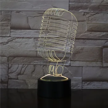 

3D Lamp The Microphone Visual Light Effect Awesome Gift for Baby for Bedroom Decoration 7 Color with Remote Led Night Light Lamp