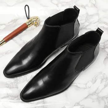 

Ankle Men Leather Boots Men Botines Hombre Bota Masculina The Pointed-toe Leather Boots Genuine Leather 44 Pointed Toe Rubber