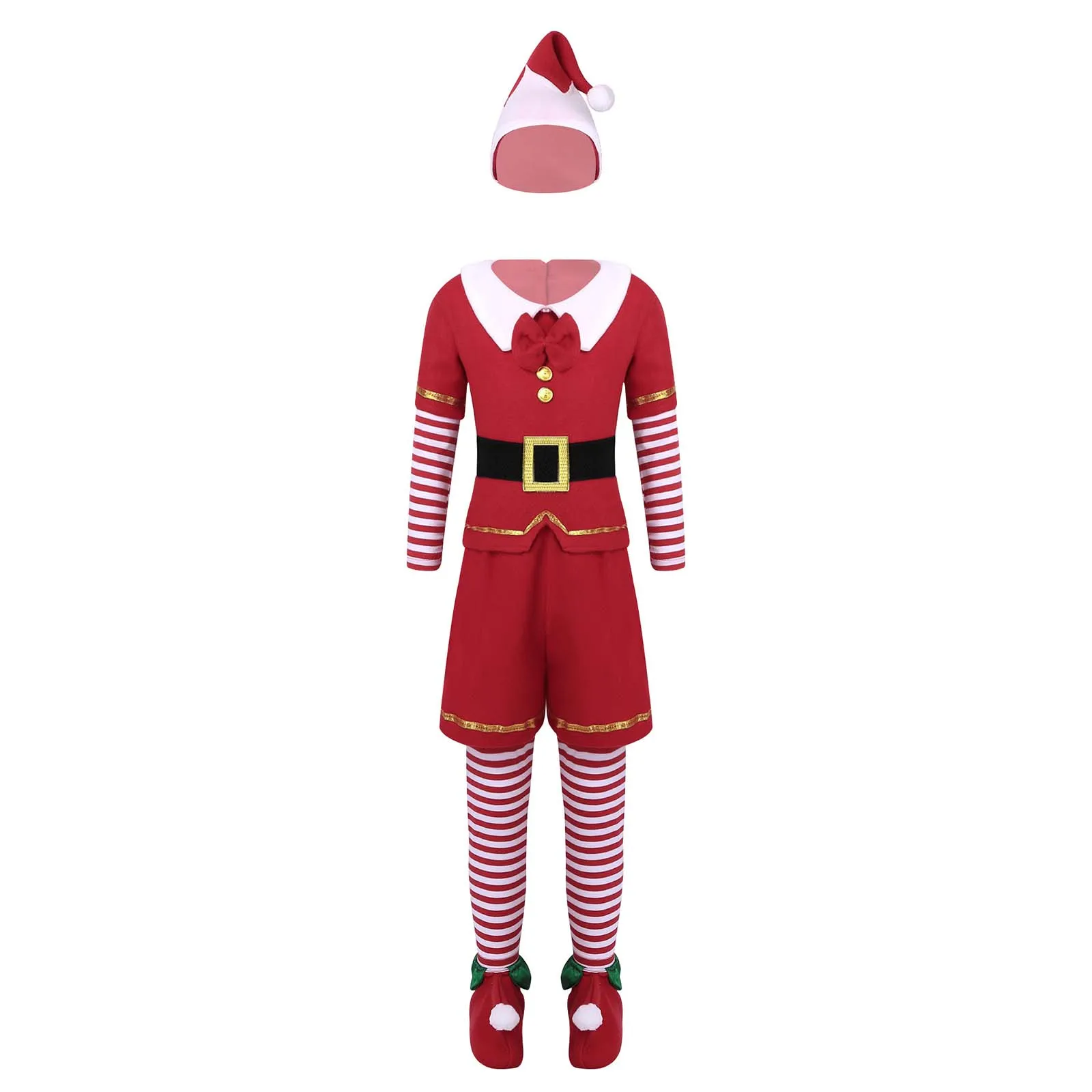 

Kids Girls Christmas Costume Boys Red Santa Claus Outfits Long Sleeves Tops With Pants And Hat Shoes 4Pcs Set Xmas Clothing