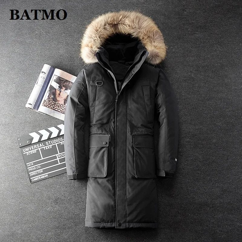 

BATMO 2019 new arrival winter high quality thicked white duck down hooded jackets men,men's raccoon fur collar coat, 285