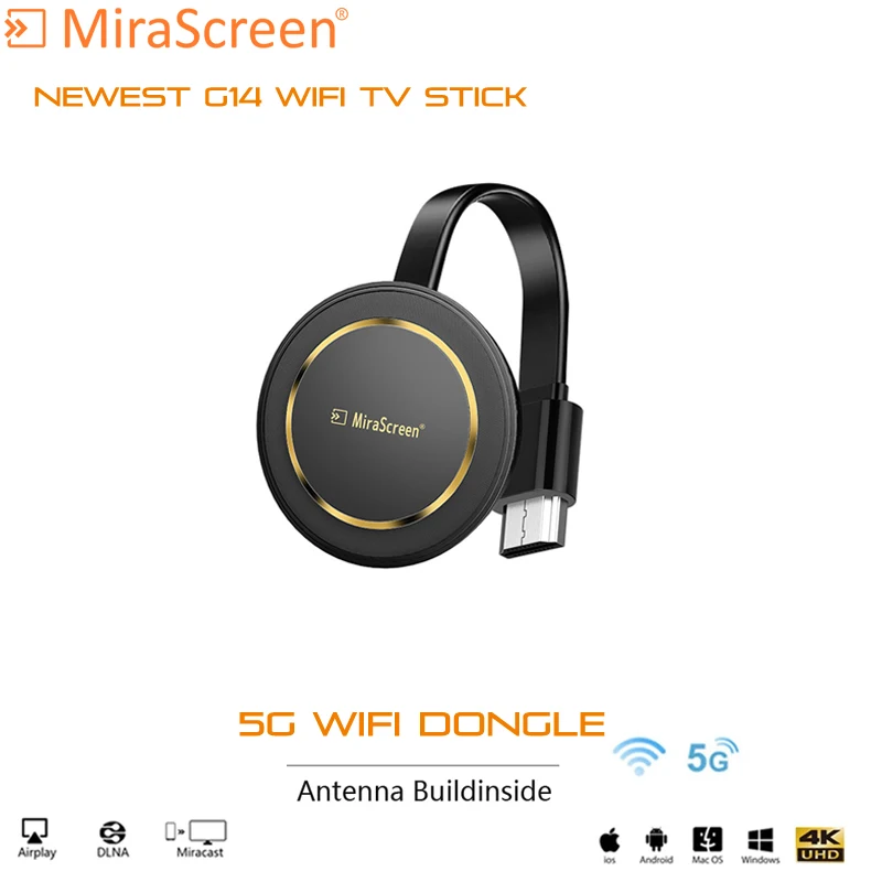 Mirascreen G14 ТВ палка 5G Беспроводной 4K Wi-Fi Дисплей донгл Ezcast обмена потоковыми