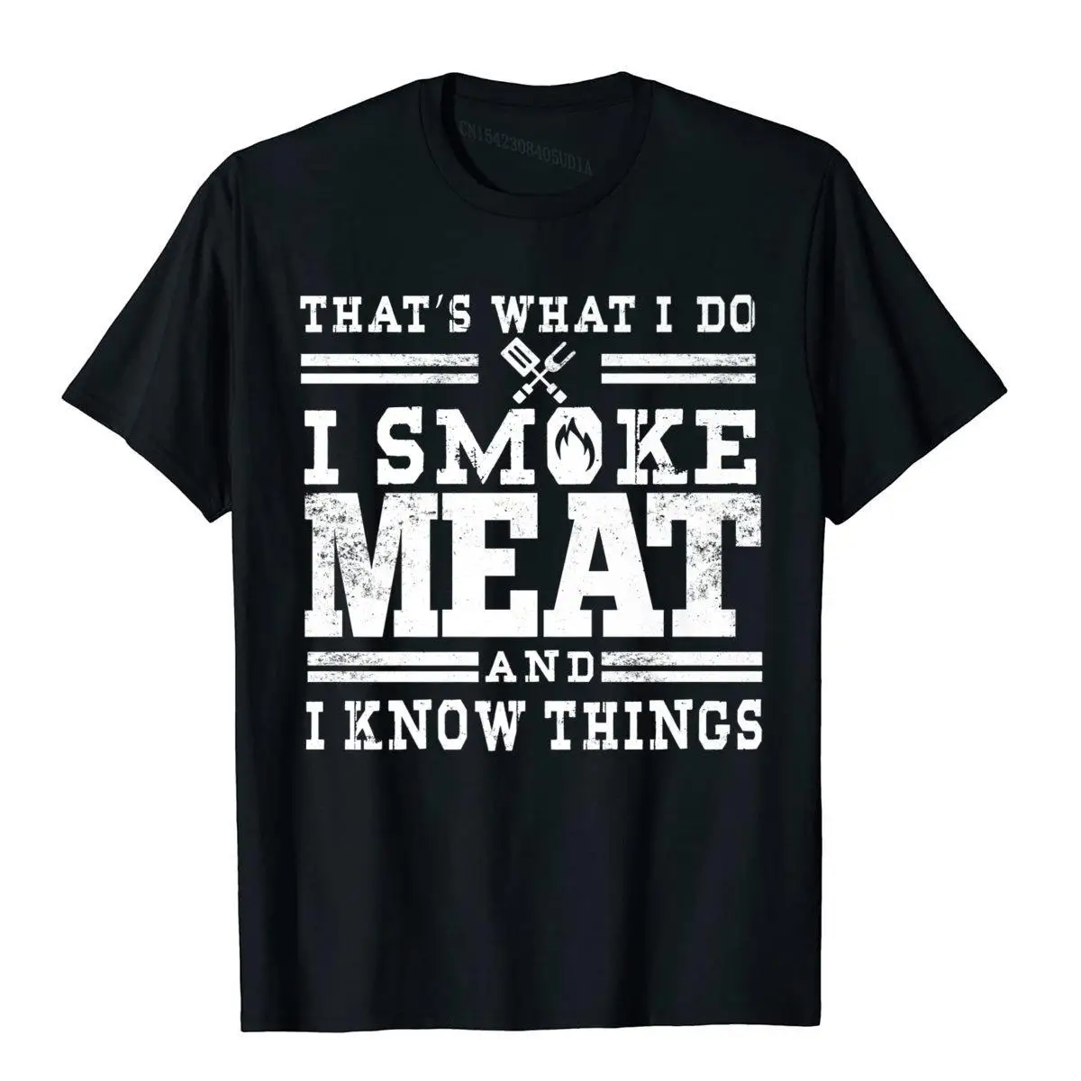 I Smoke Meat And I Know Things Funny BBQ Smoker Pitmaster Premium T-Shirt__A9832black